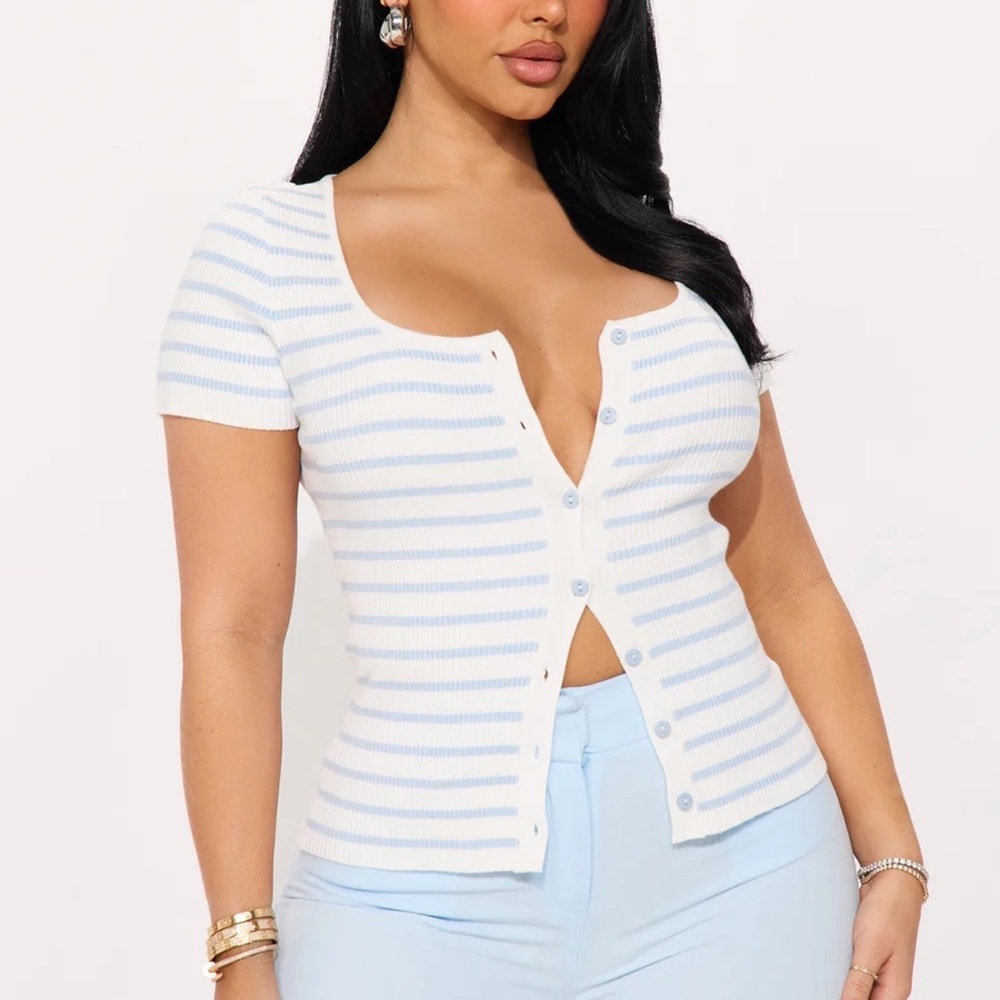 Fashion Nova Striped Sweater Top - Medium